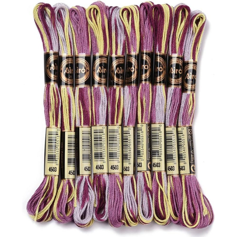 Embroidery Embellishments - 6-strängige lila bunte Stickgarn mit Farbverlauf,
