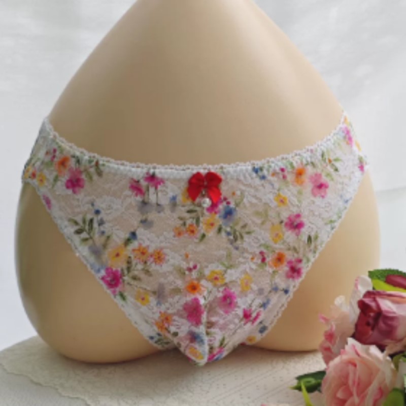 Embroidery Embellishments - Transparente Sexy Herren-Spitzenunterhose mit Niedriger Taille,